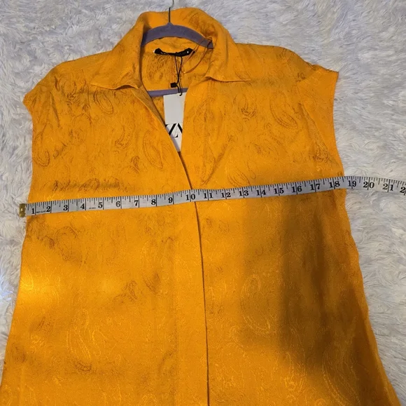 NWT Zara Orange Paisley Jumpsuit with Metal Clasps Size S - Picture 7 of 16